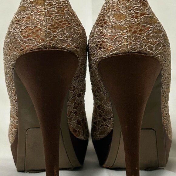 Zigi Soho - Nude and Gold Lace Heels - Picture 3 of 5